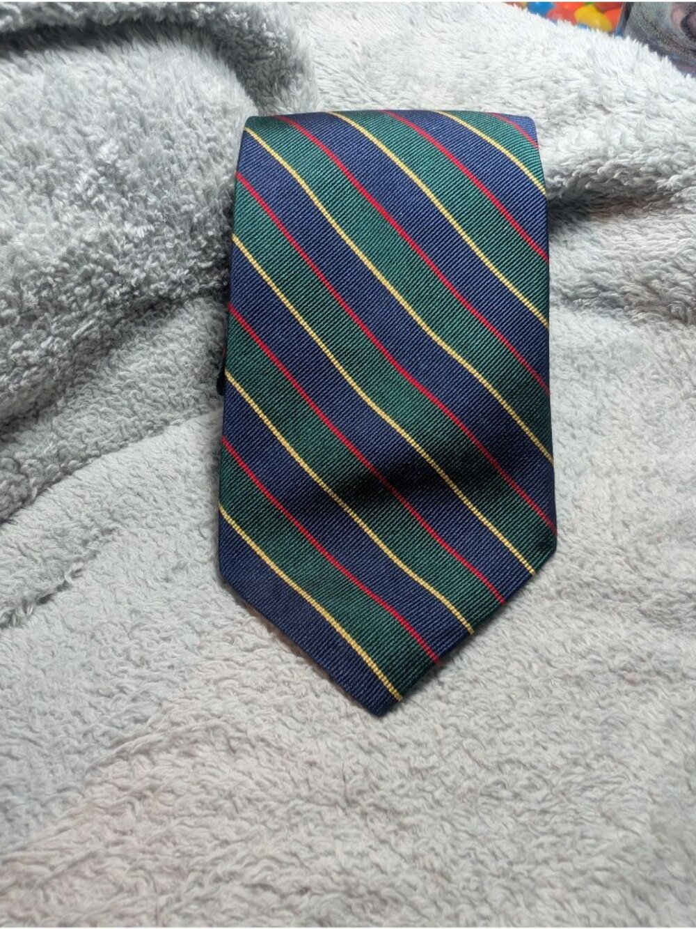Jos. A. Bank Striped Silk Tie Navy Green Red Yellow Classic Mens Accessory